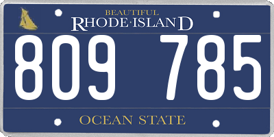RI license plate 809785