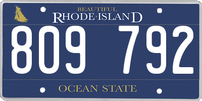 RI license plate 809792