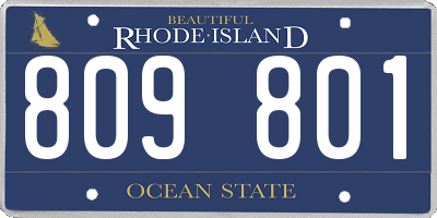 RI license plate 809801