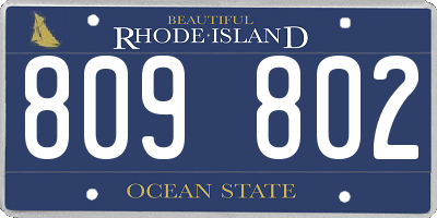RI license plate 809802