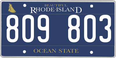 RI license plate 809803