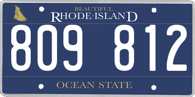 RI license plate 809812