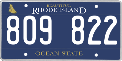 RI license plate 809822