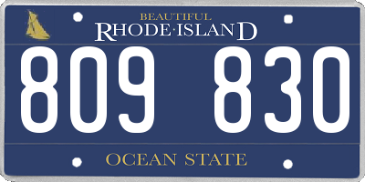 RI license plate 809830