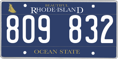 RI license plate 809832