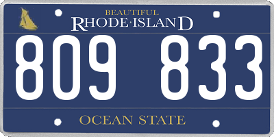 RI license plate 809833