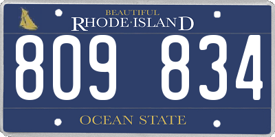 RI license plate 809834