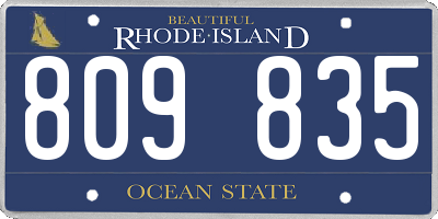 RI license plate 809835