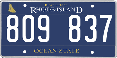 RI license plate 809837