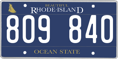 RI license plate 809840