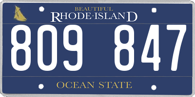 RI license plate 809847