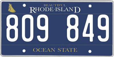RI license plate 809849