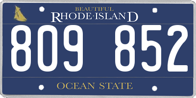 RI license plate 809852