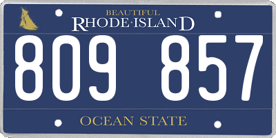 RI license plate 809857