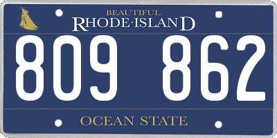 RI license plate 809862