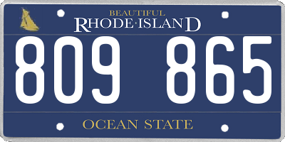 RI license plate 809865
