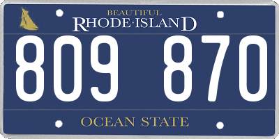 RI license plate 809870