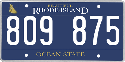 RI license plate 809875