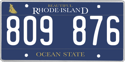 RI license plate 809876