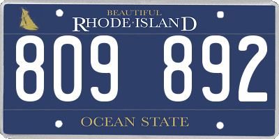 RI license plate 809892