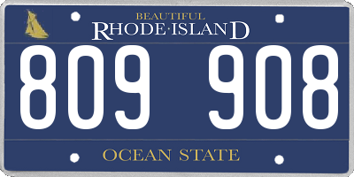 RI license plate 809908