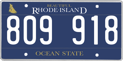 RI license plate 809918
