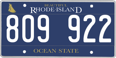 RI license plate 809922