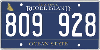 RI license plate 809928