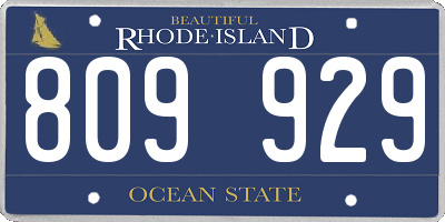 RI license plate 809929