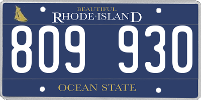 RI license plate 809930