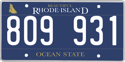 RI license plate 809931