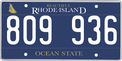 RI license plate 809936