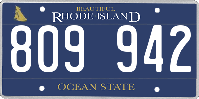 RI license plate 809942
