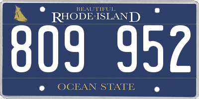 RI license plate 809952