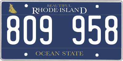 RI license plate 809958