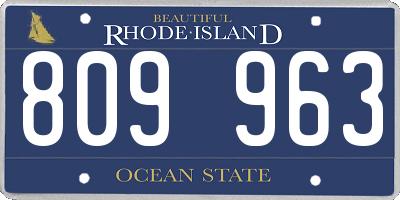 RI license plate 809963