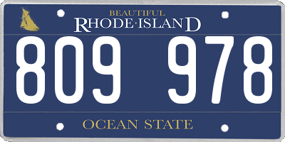 RI license plate 809978