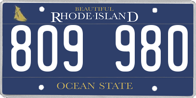 RI license plate 809980