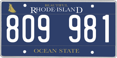 RI license plate 809981