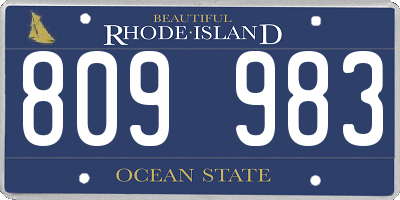 RI license plate 809983
