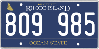 RI license plate 809985
