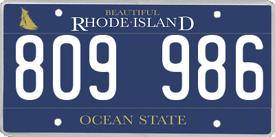 RI license plate 809986