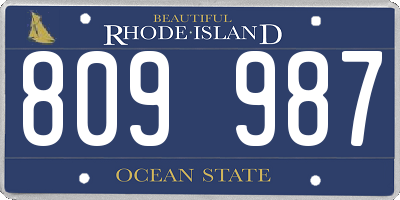 RI license plate 809987