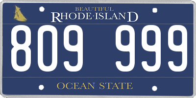 RI license plate 809999
