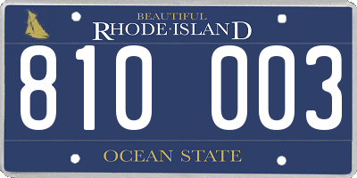 RI license plate 810003