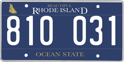RI license plate 810031