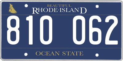 RI license plate 810062
