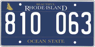 RI license plate 810063