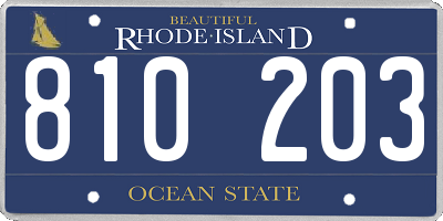 RI license plate 810203