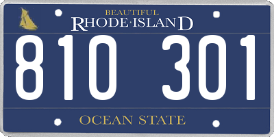 RI license plate 810301